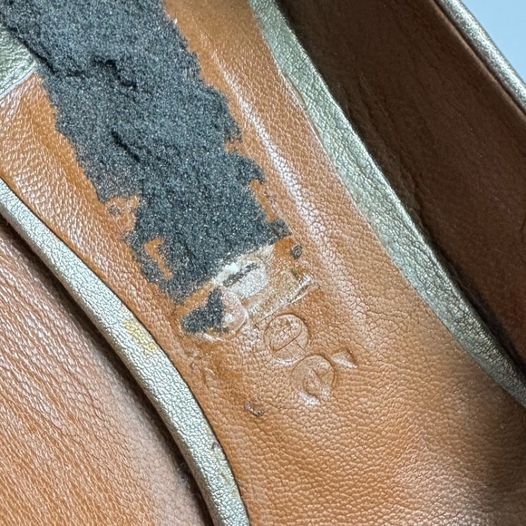 CHLOE Y2K Wedge Heels Shoes Metallic Gold Patent Leather Peep Toe Womens 39 9 - Picture 5 of 14